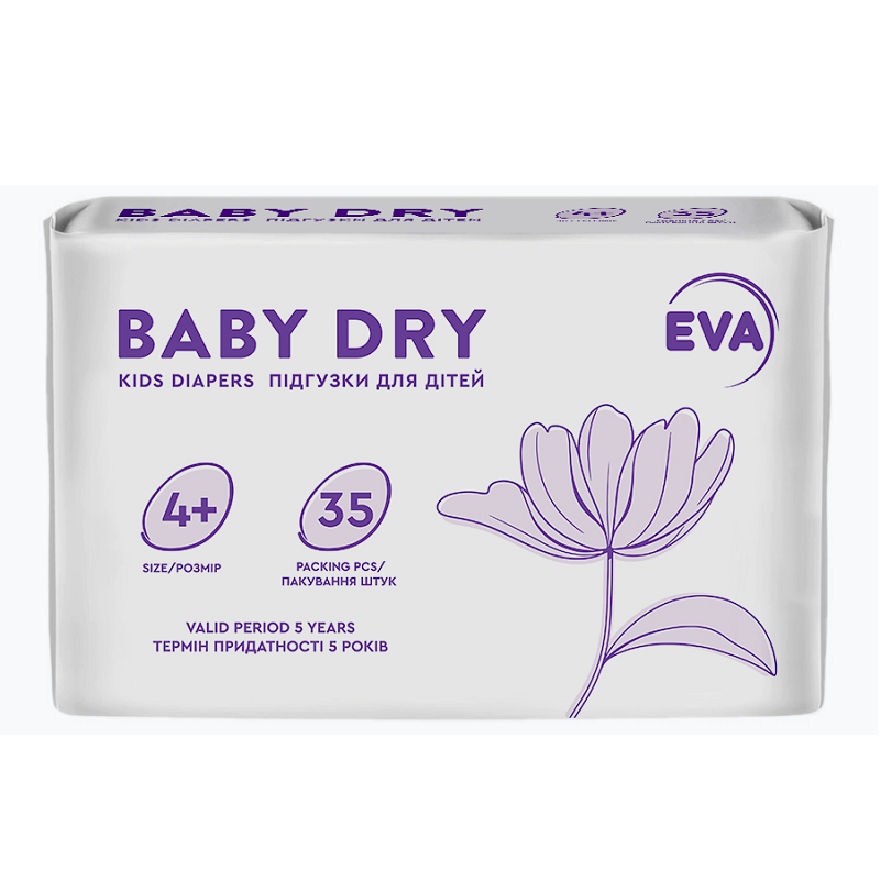 Підгузники для дітей EVA Baby dry, size 4+ 35шт